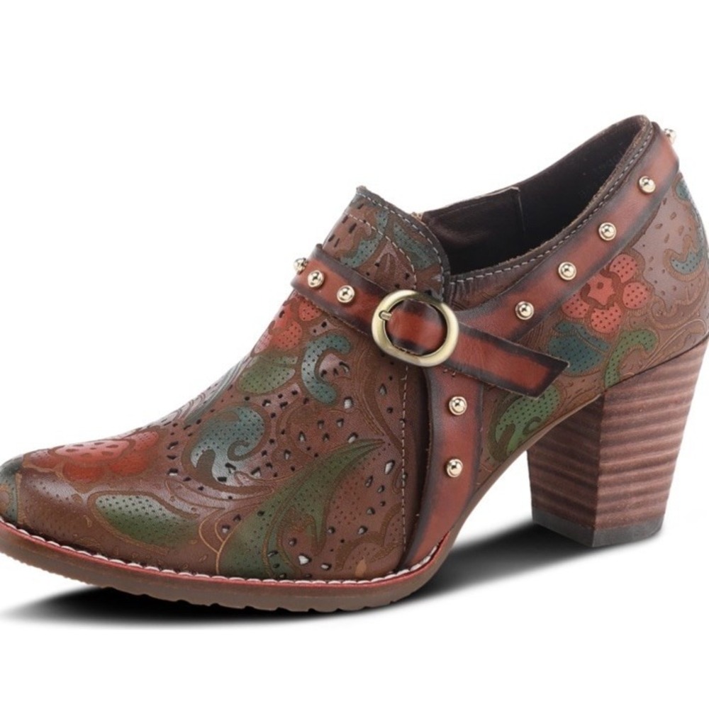 L'artiste By Spring Step Womens Firaplay Floral Leather Ankle Boot Zip Sz 40/9